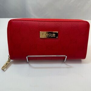 Bebe Red Zip-Around Wallet NWOT
